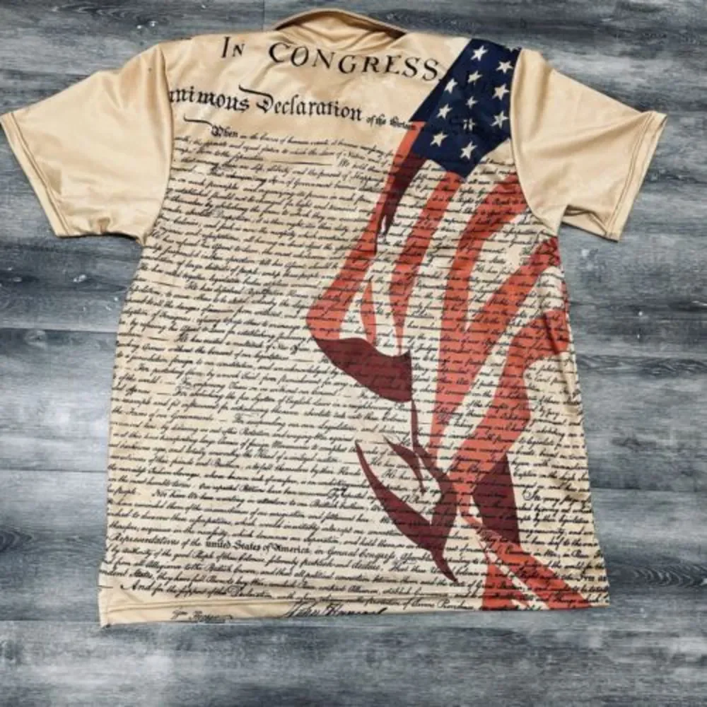 Declaration Of Independence All Over Print Polo Shirt Sz XL Medals Of America - Picture 2 of 9